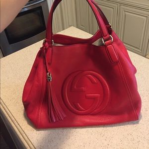 Red leather Gucci bag