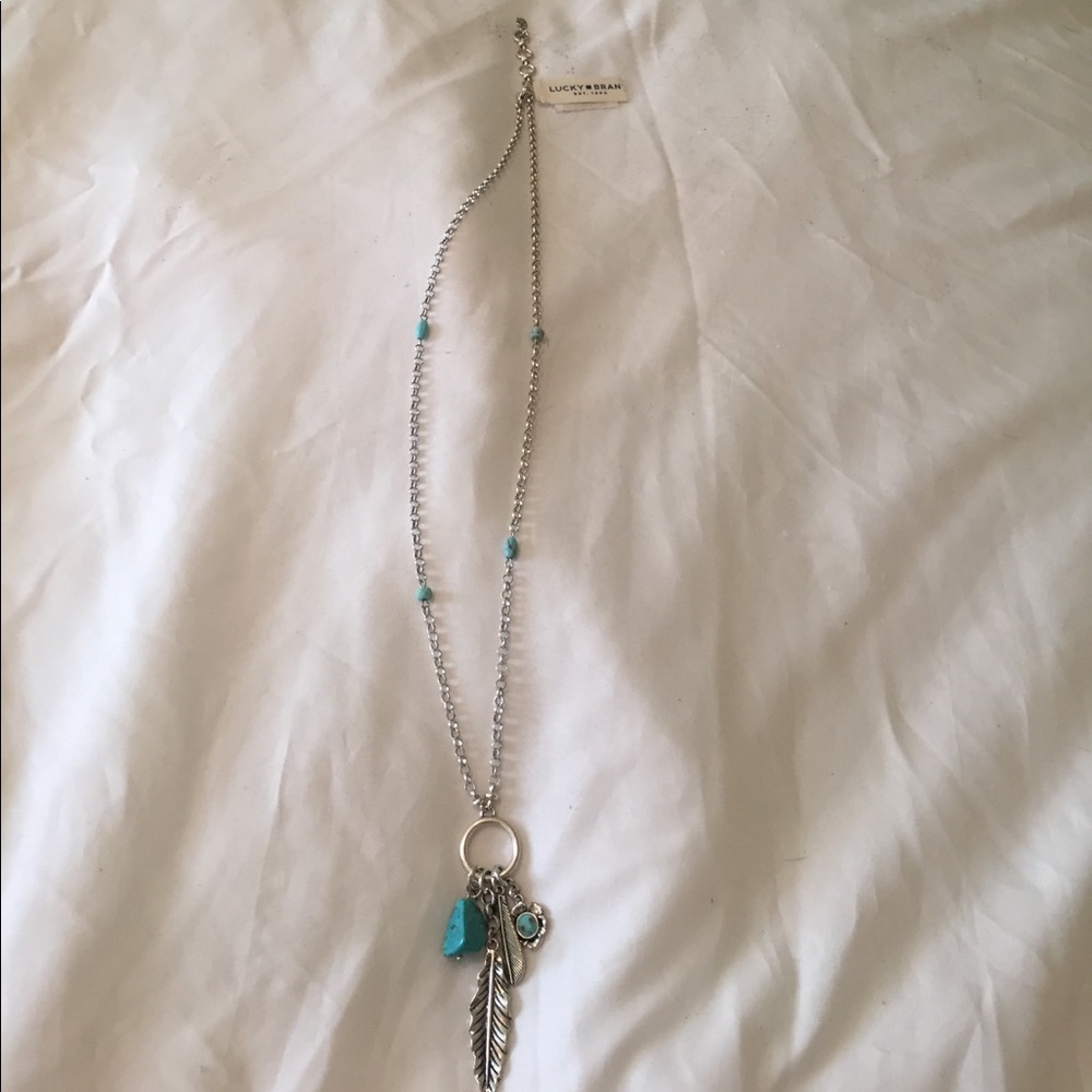 Silver and turquoise feather necklace