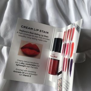 Bold bright red Sephora cream lip stain