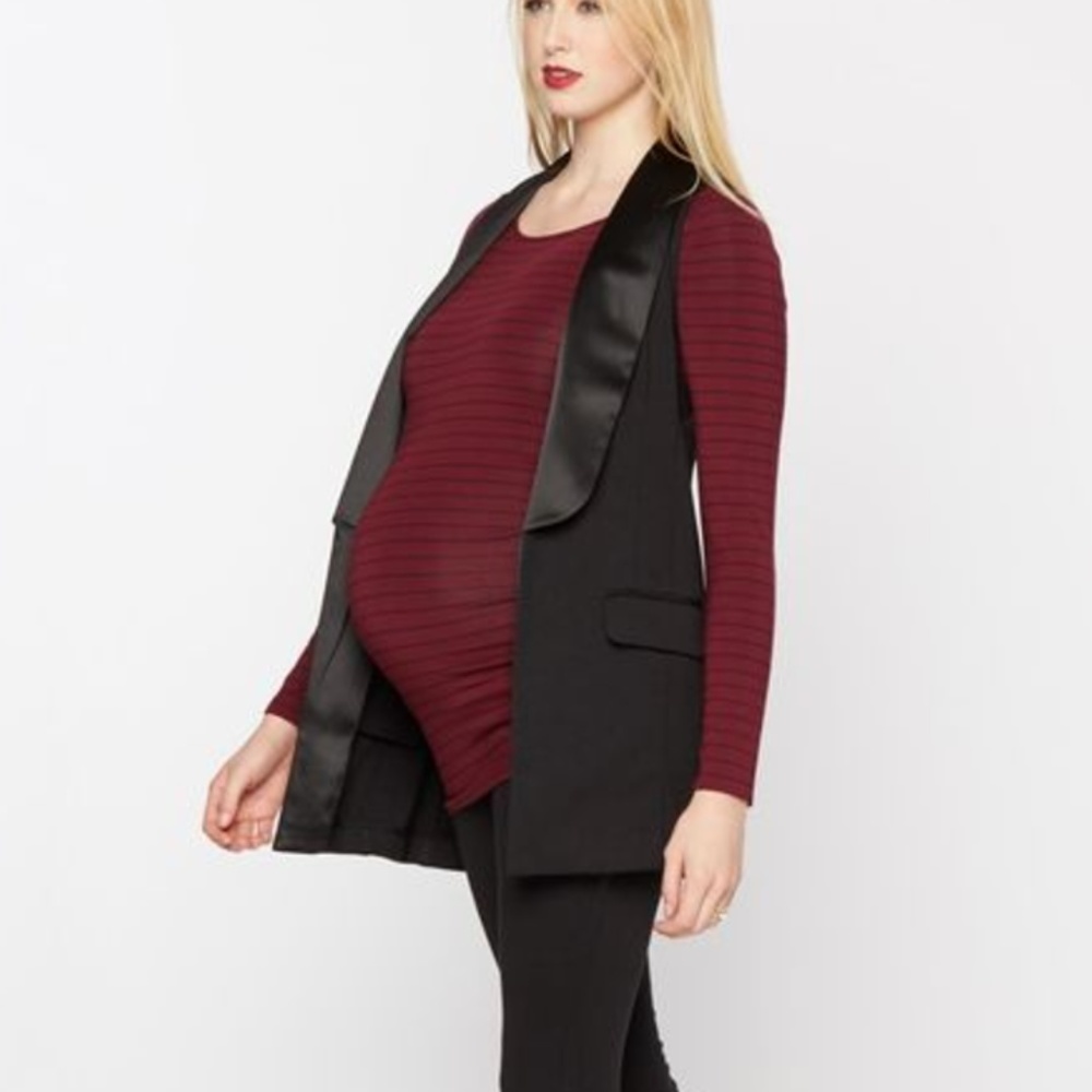 Pea in the Pod Front Pocket Ponte Maternity Vest L