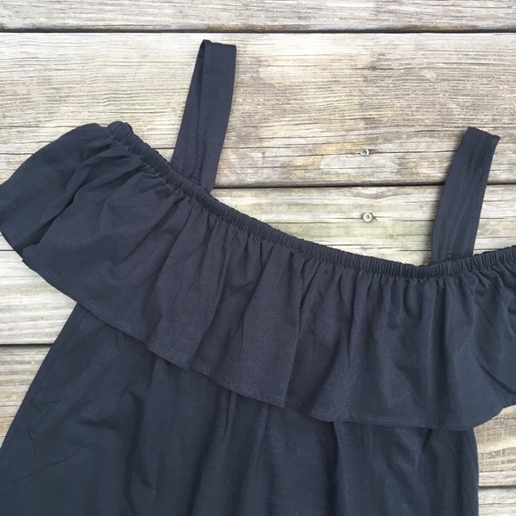 NWT J. Crew Black Off-Shoulders Ruffle Top - Picture 3 of 8
