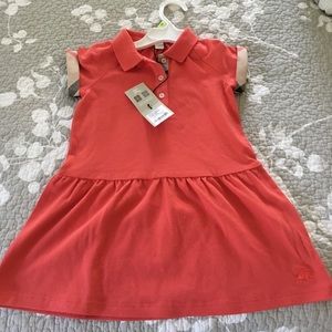 NWT Burberry girls dress 2Y in coral red.