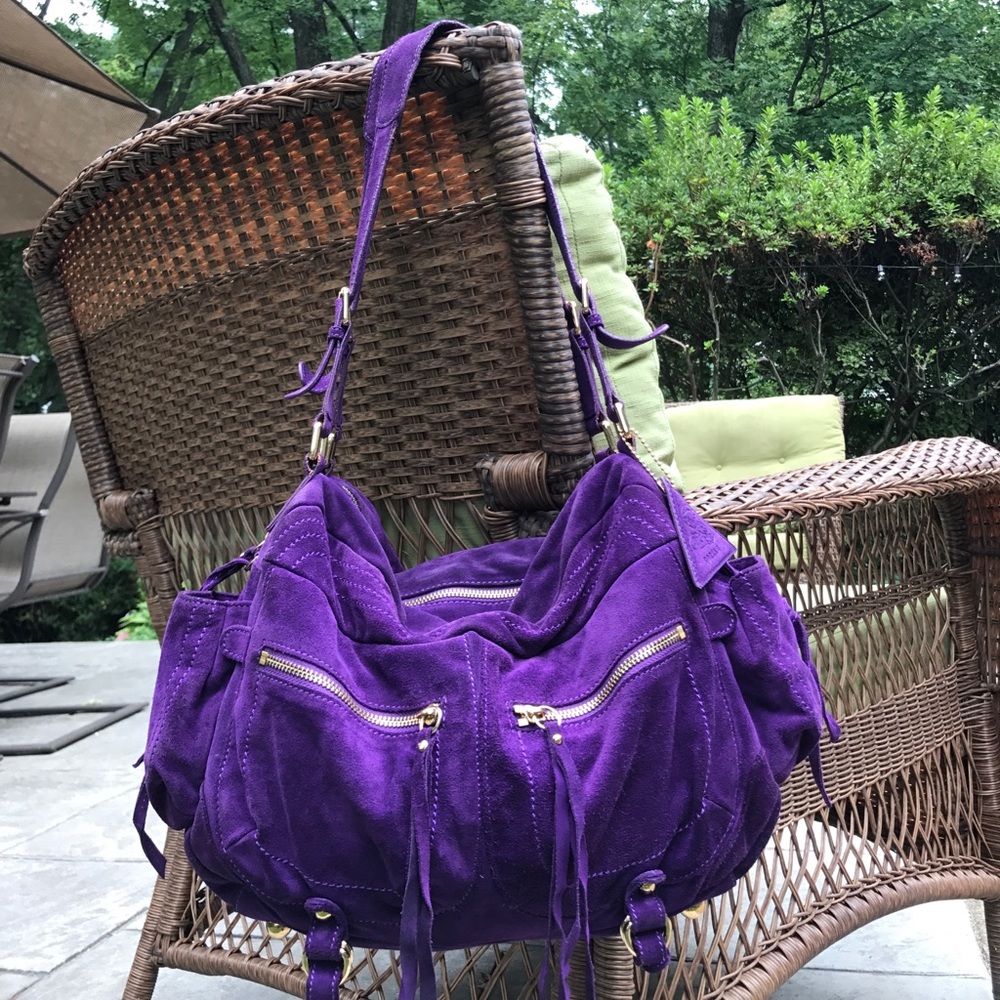 Stunning purple boho SORIAL suede hobo bag