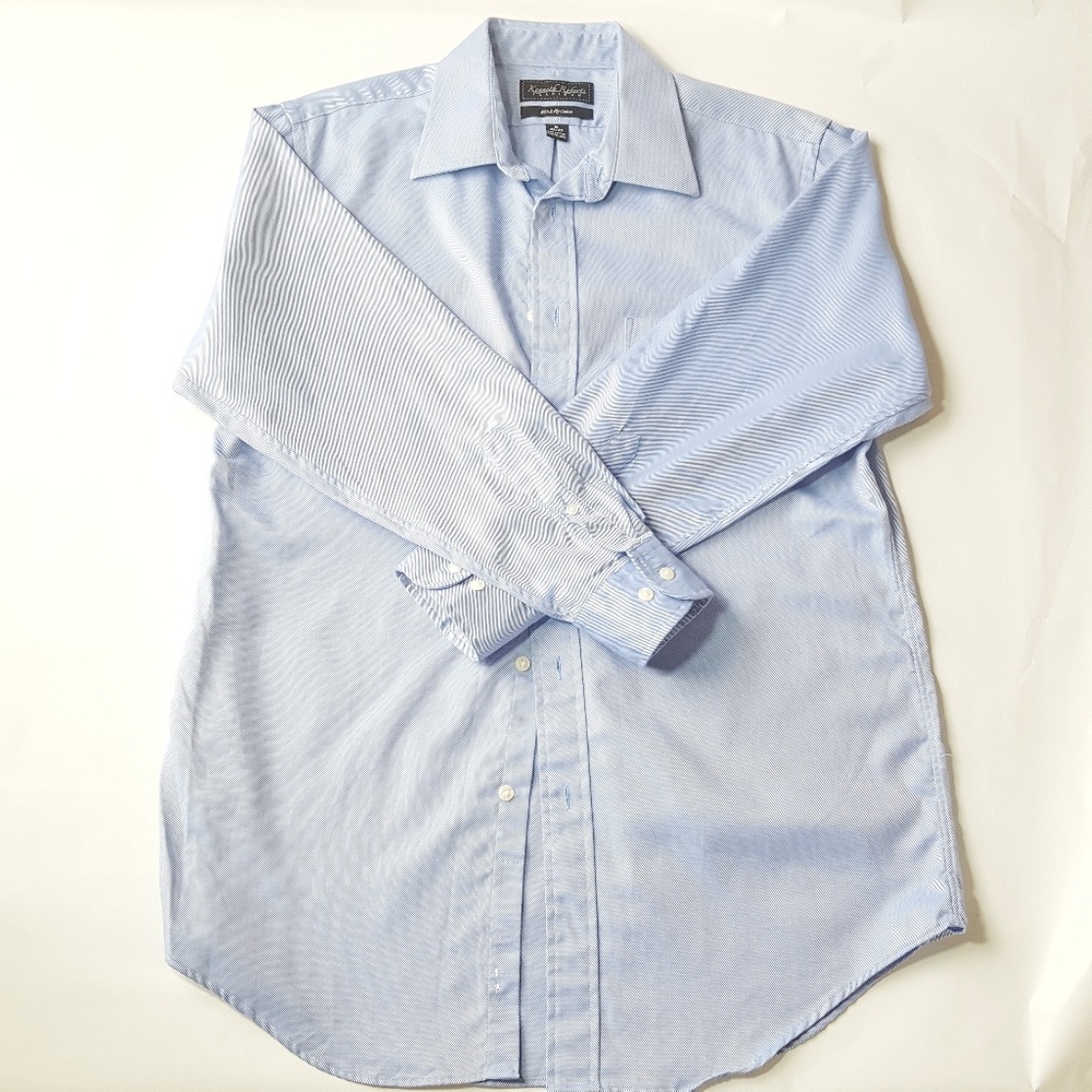 Kenneth Roberts Mens Shirt Sz 16 Blue 2 Ply Cotton