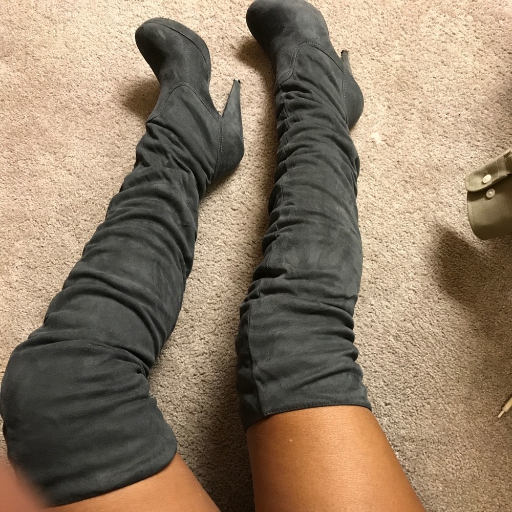 Gray Suede Boots
