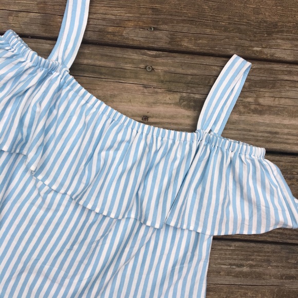 NWT J. Crew Light Blue Striped Off-Shoulders Top - Picture 4 of 8