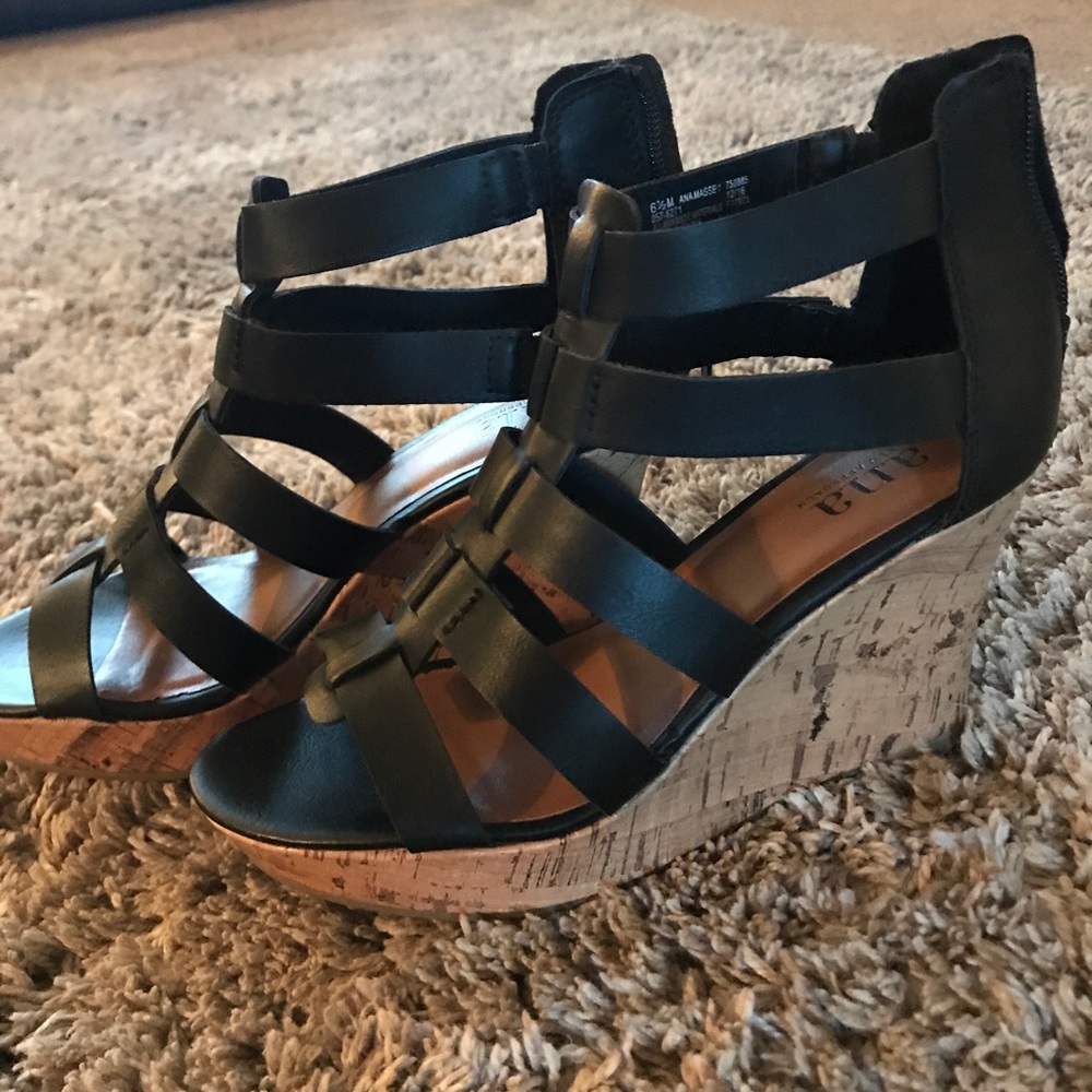 black ankle wedges