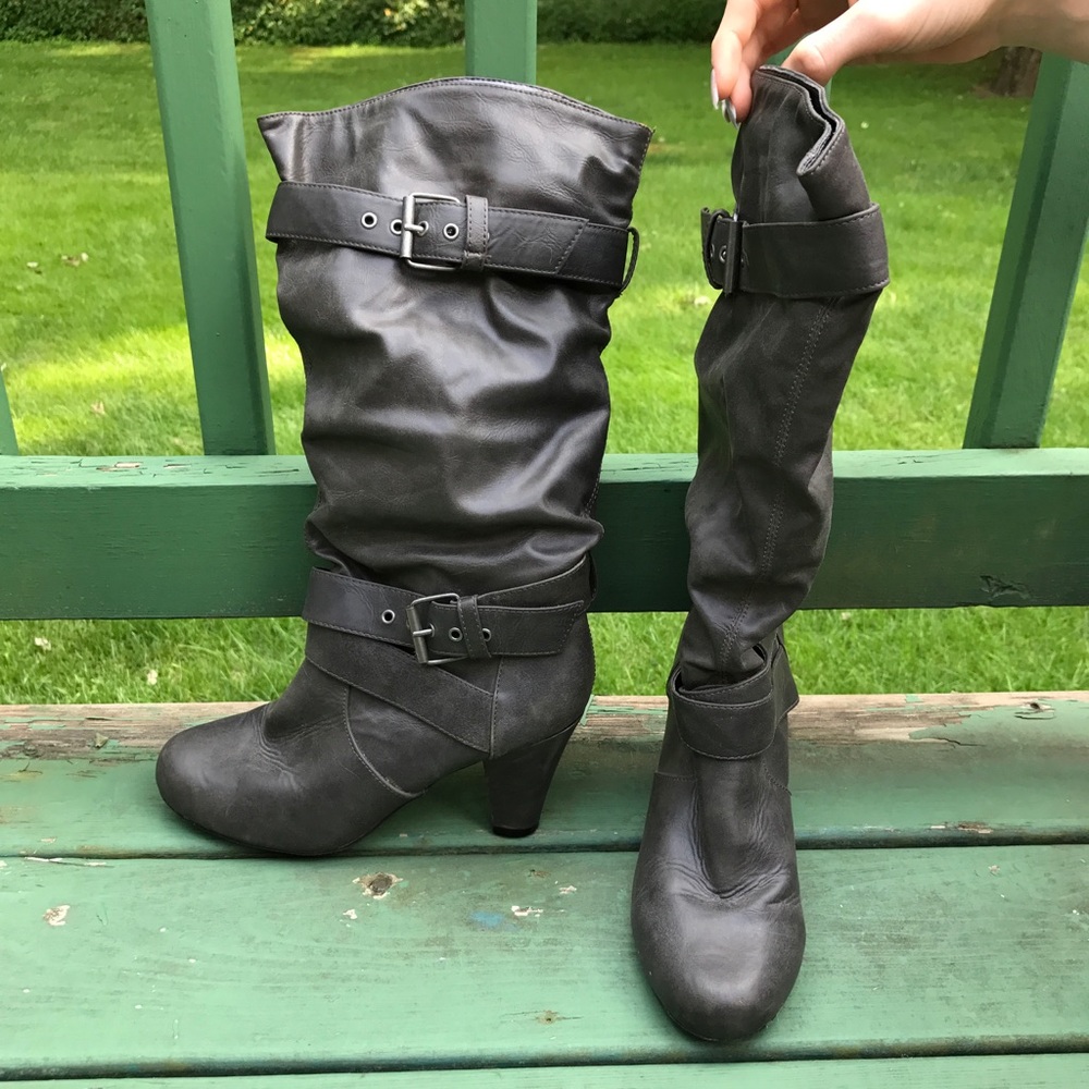 Grey heeled boots!