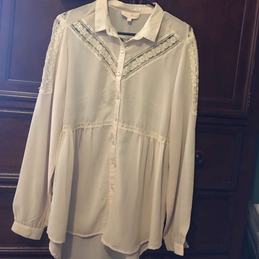 Button down sheer high low