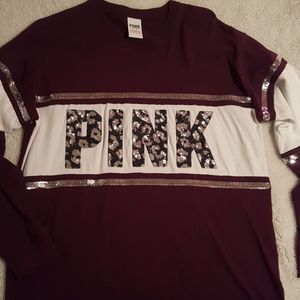 Maroon long sleeve PINK top
