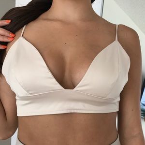 Missguided Silky Crop Top Light Natural Color Missguided Silky Crop Top Light Natural Color
