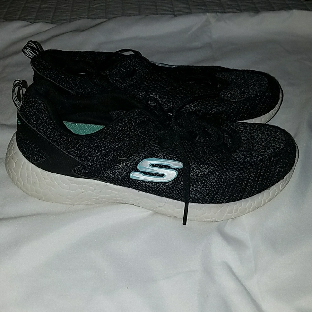Skechers memory foam black, Grey, women's 6