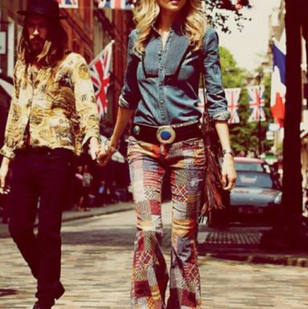 Free People Patchwork Flare Corduroy Jeans