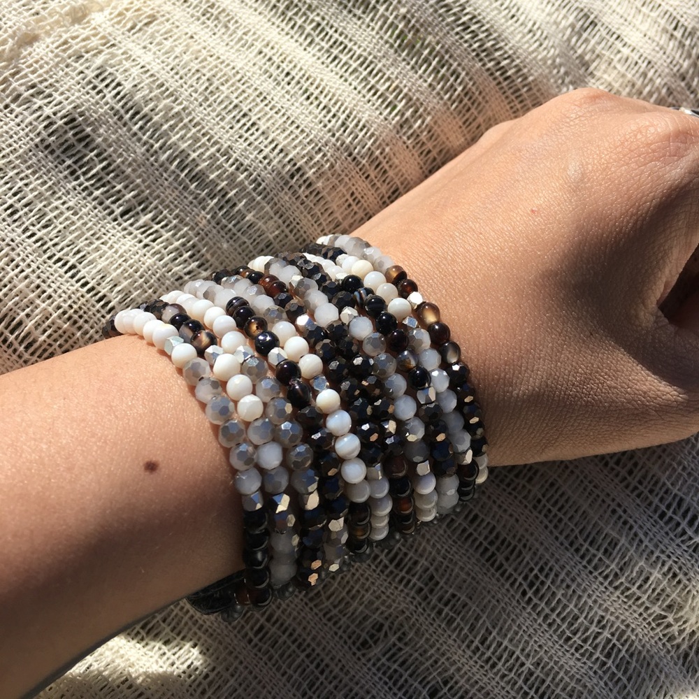 Bracelet silver, black and white
