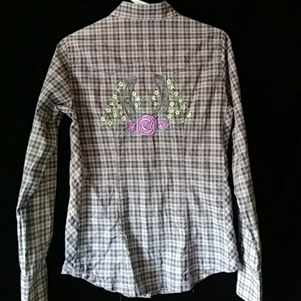 Cowgirl plaid with embroidery cotton shirt-size S