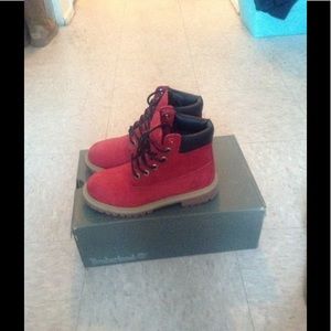 Red timberland's 6 inch boot