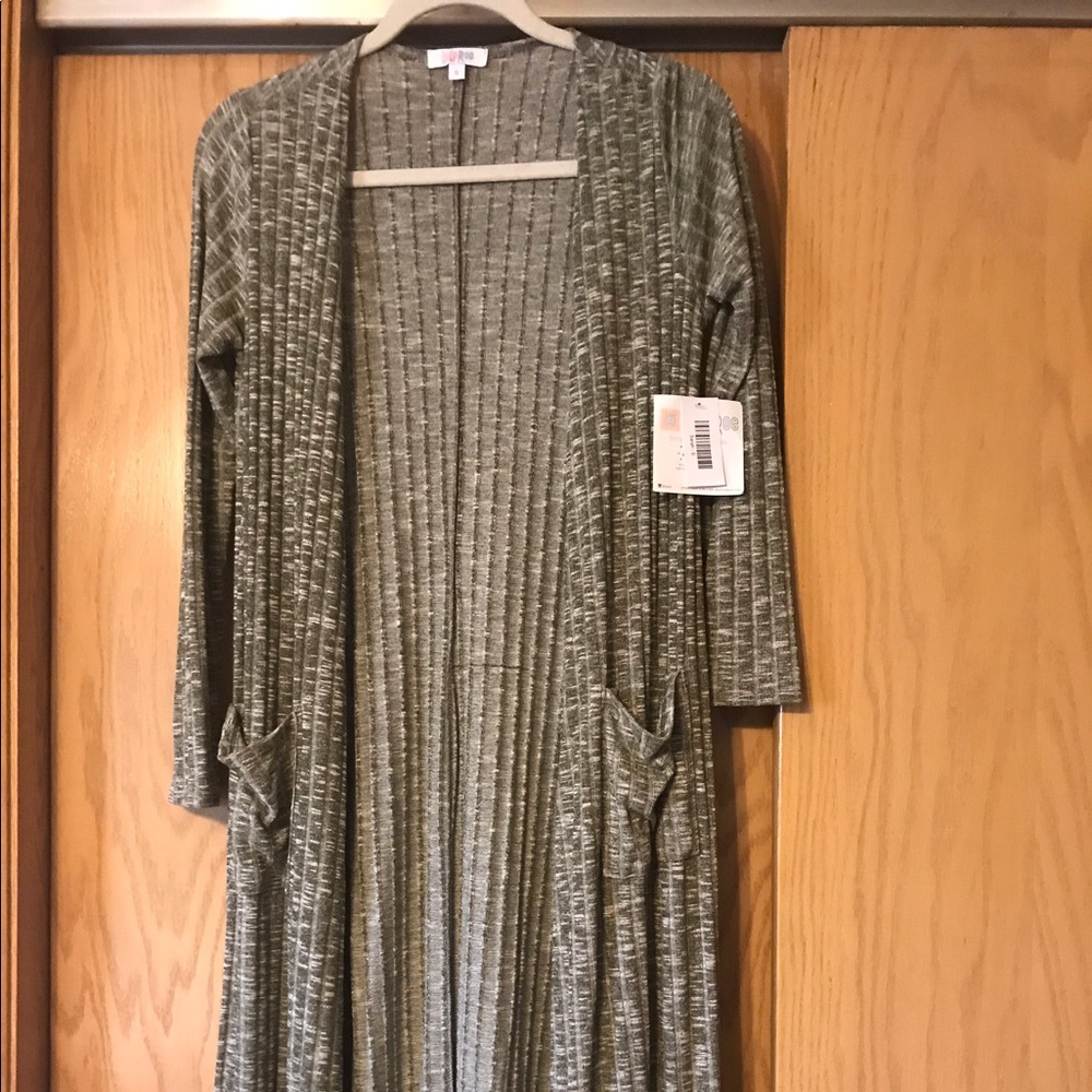 LulaRoe Sarah Cardigan - Heathered Olive Green