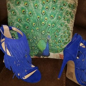 5" suede feel high heels with tassels