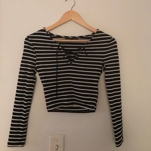 Cropped long sleeve stripped shirt Cropped long sleeve stripped shirt