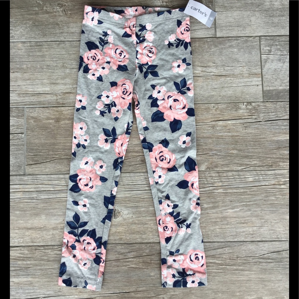 NWT Carter's Gray Floral Leggins