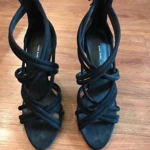 Women's black strappy heels