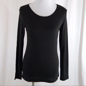 Classic Plain Black Long Sleeve Scoopneck Top Classic Plain Black Long Sleeve Scoopneck Top