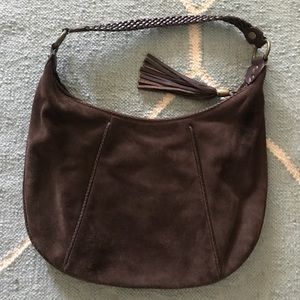 Harold's Leather & brown suede tassel purse Harold's Leather & brown suede tassel purse