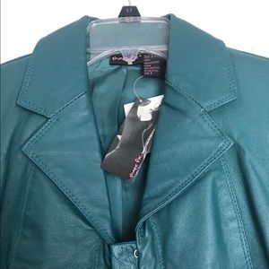 Chic looking Teal Leather Jacket