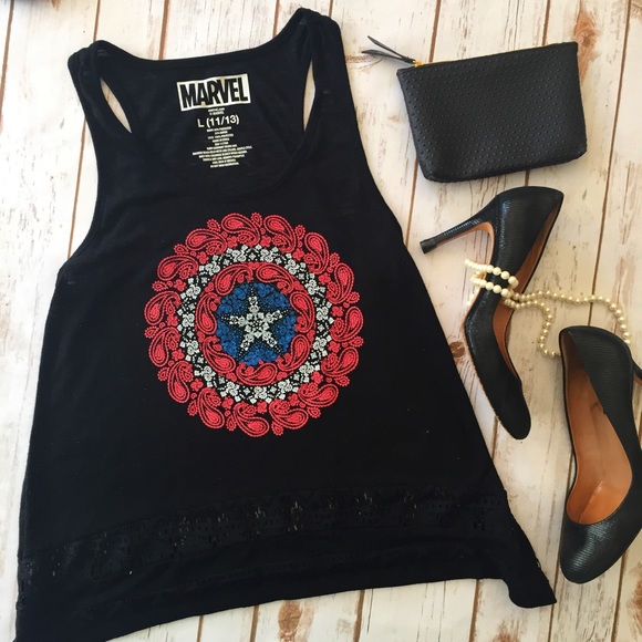 Marvel Tops - Marvel Captain America emblem t-back tank