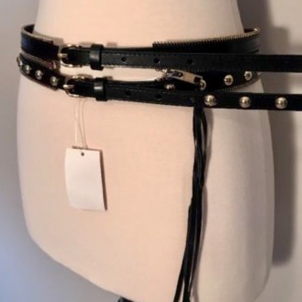 NWT Rebecca Minkoff Black & Gold Leather 3N1 Belt