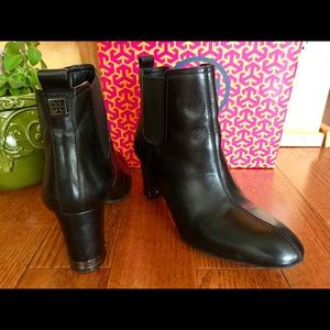 Tory Burch black ankle boots  3 inch heel