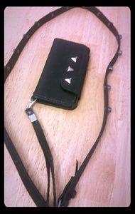 Black patent leather iPhone S6 wristlet