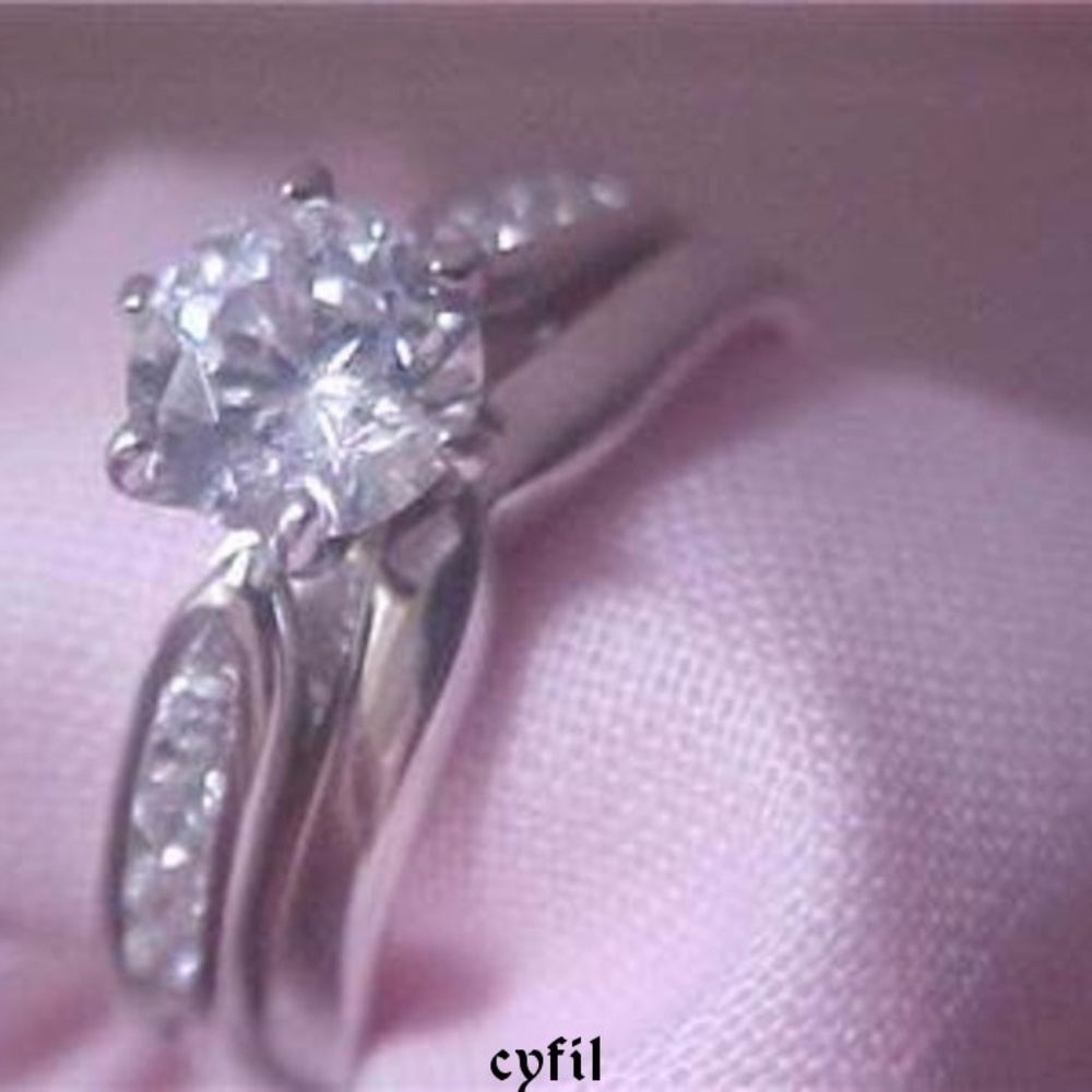 925 Sterling Silver Engagement Wedding Ring Set
