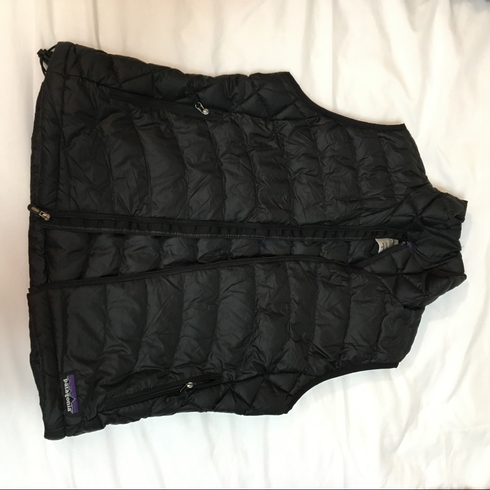 womens, patagonia down vest, size small, black