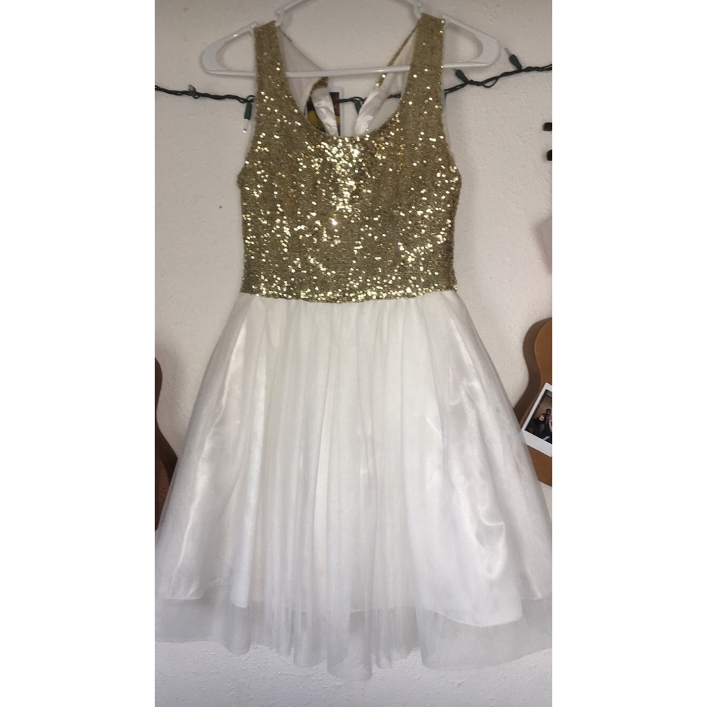 Gold and white sequin dress!