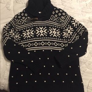 Black Nordic-style fair isle sweater