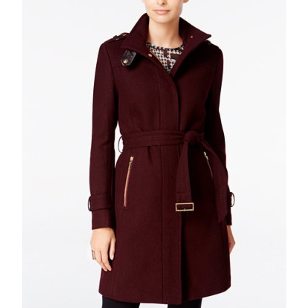 Cold Haan Faux Leather trimmed Walker Coat