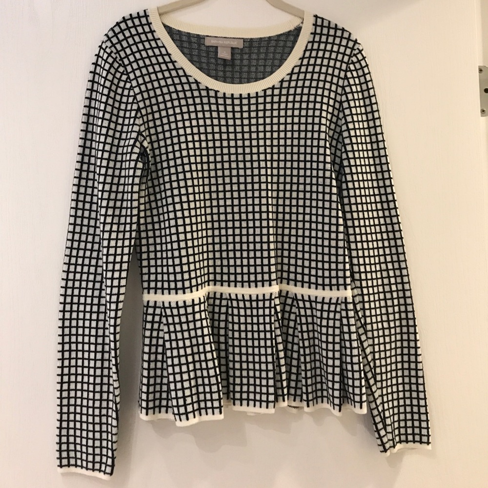 Banana Republic peplum, black and white sweater