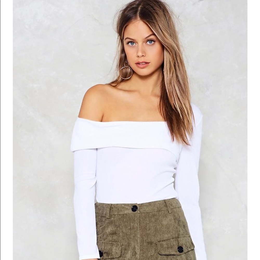 White Off the Shoulder Bodysuit from Nasty Gal