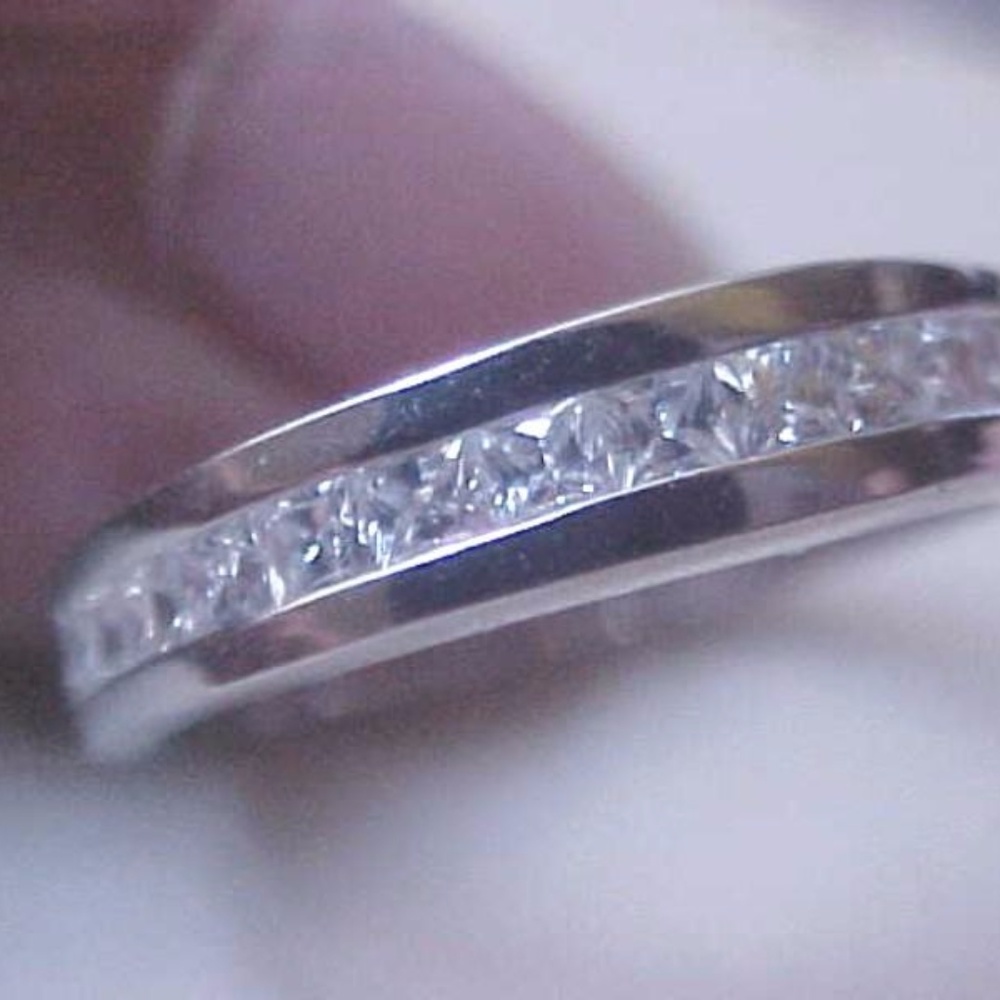 925 Sterling Silver Princess cut Wedding Band Ring