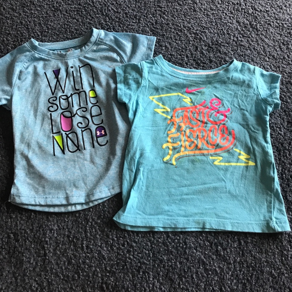 Toddler active shirts. 2T. UA and Nike.