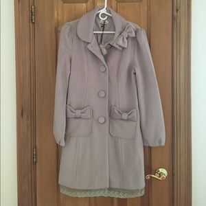 Molly Bracken light gray Manteau Noeud coat NWT