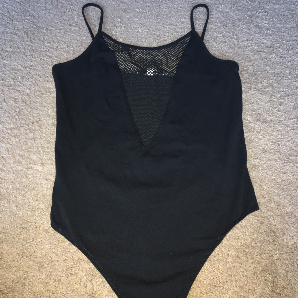 Express Black Mesh V-Neck Bodysuit