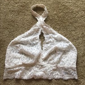 Aerie High Neck White Bralette