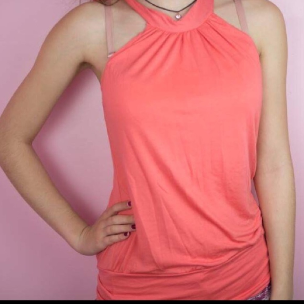 Pink high neck halter top