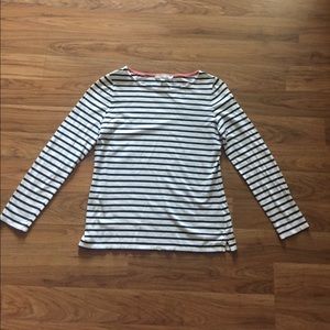 Quarter sleeve navy blue striped cotton shirt