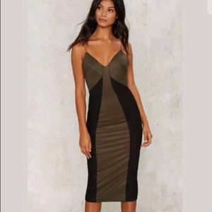 Rare London Black Green Midi Dress