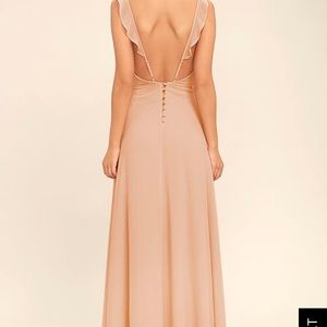 Lulu's Meteoric Rise Blush Maxi Dress (Large)