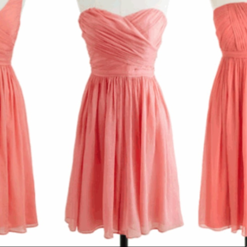 J crew silk strapless watermelon dress size 2 - Picture 1 of 4