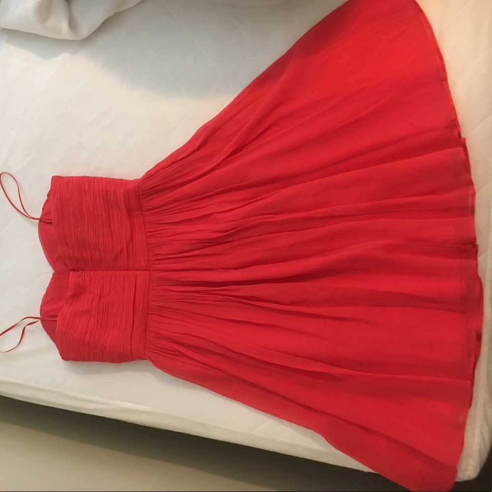 J crew silk strapless watermelon dress size 2 - Picture 3 of 4